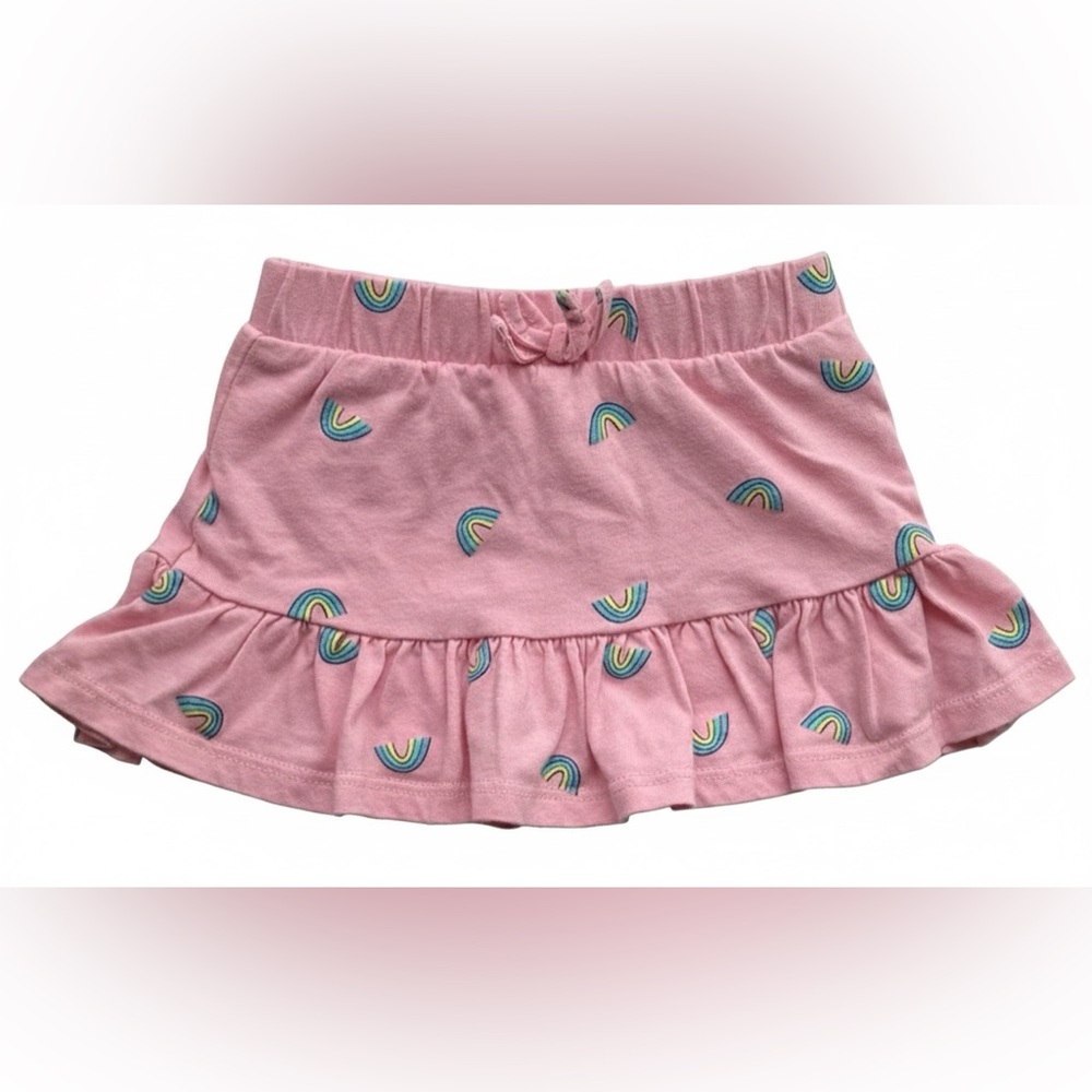 Pekkle | Pink Skirt with Integrated Shorts with Rainbow Pattern Skort